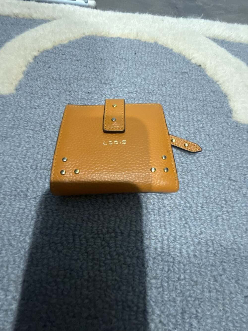 Lodis Leather Bifold Wallet Yellow Studded ID Window Coin Pocket